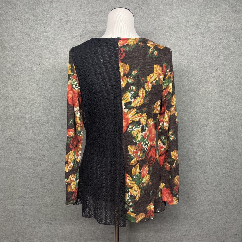 Womens L Boho Floral Crochet Patchwork Cowl Neck Long Slv Phoebe Whimisgoth 90s - Picture 6 of 8